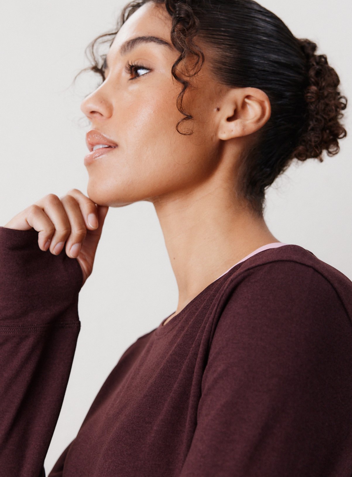 REAKTIV Dark Red Long Sleeve Soft Touch Marl Top L - Image 5 thumbnail